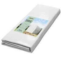 Outsunny 9.8' x 6.6' x 6.6' Plastic Greenhouse Cover Replacement, Heavy Duty Waterproof Tarp for Hoop House, Sheeting with 6 Windows, Door & Reinforcement Grid, White(m-1)