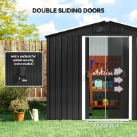 Outsunny 8' x 6' Outdoor Storage Shed, Metal Garden Tool Storage House with Lockable Sliding Doors and Vents for Backyard Patio Lawn, Charcoal Grey(m-5)