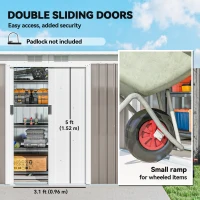 Outsunny 9' x 4' Garden Metal Storage Shed Outdoor Equipment Tool Box with Foundation Kit, Ventilation & Doors, Light Grey(m-5)