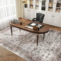 HOMCOM 8x10 Area Rug, Vintage Machine Washable Rug, Non-Slip Floor Carpet for Living Room, Bedroom, Dining Room, Tan(m-9)