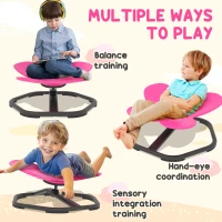 Qaba Butterfly-Shaped Kids Swivel Chair, Non-Slip Sit and Spin Sensory Chair for Training Body Coordination, Pink(m-6)