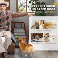 PawHut Wooden Dog Ramp for Large Dogs, 49" Long, with Non-slip Rug, Removable Guardrails for Couch, Bed, Brown(m-4)