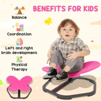 Qaba Butterfly-Shaped Kids Swivel Chair, Non-Slip Sit and Spin Sensory Chair for Training Body Coordination, Pink(m-4)