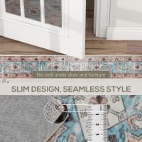 HOMCOM 5x7 Area Rug, Vintage Machine Washable Rug, Non-Slip Floor Carpet for Living Room, Bedroom, Dining Room, Brown and Blue(m-7)