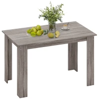 HOMCOM 47" Kitchen Table for 4-6 People, Dining Table with Wood Effect for Dining Room, Light Grey(m-11)