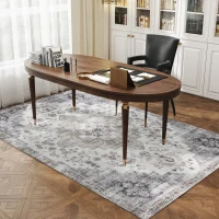 HOMCOM 5x7 Area Rug, Vintage Machine Washable Rug, Non-Slip Carpet for Living Room, Bedroom, Dining Room, Brown and Green(m-9)