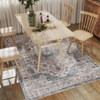 HOMCOM 5x7 Area Rug, Vintage Machine Washable Rug, Non-Slip Carpet for Living Room, Bedroom, Dining Room, Brown & Light Blue(m-8)