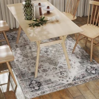 HOMCOM 4x6 Area Rug, Vintage Machine Washable Rug, Non-Slip Carpet for Living Room, Bedroom, Dining Room, Brown and Green(m-8)