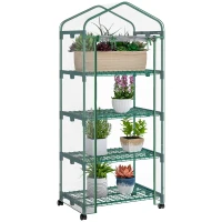Outsunny 27" x 20" x 65" Portable Greenhouse with 4 Tier Shelves and Wheels, Outdoor Hot House Plant Flower Greenhouse, Steel Frame, Plastic Cover, Clear(m-11)