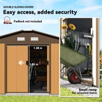 Outsunny 11' x 13'Garden Storage Shed w/ Foundation Kit Metal Tool Storage House w/ Double Doors Yellow(m-5)