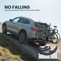 HOMCOM Hitch Bike Rack for Car, 200 lbs 2 Bike Rack with Platform Style, Safety Strap for 2" Receiver, Black(m-9)