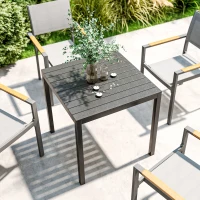 Outsunny Square Outdoor Dining Table for 4 with Aluminum Steel Frame, Black(m-11)