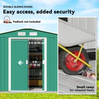 Outsunny 9.1' x 6.4' x 6.3' Garden Storage Shed w/ Foundation Kit Metal Tool Storage House w/ Double Doors Green(m-5)