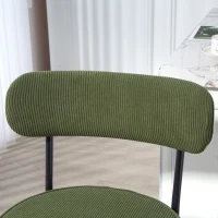 HOMCOM Set of 2 Barstools, Upholstered Corduroy Bar Stools with Backrest, Footrest for Kitchen Island, Dining Room, Green(m-10)