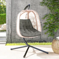 Outsunny Outdoor Swing Cushion, Tufted Patio Cushion Replacement for Garden Chair Egg Chair,  Indoor Outdoor Seat Cushion, Grey(m-11)