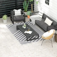 Outsunny Reversible Outdoor RV Rug, Patio Floor Mat, 6' x 9' Plastic Rug for Backyard, Deck, Beach, Camping, Grey and Cream(m-11)