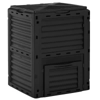 Outsunny Garden Compost Bin Large Outdoor Compost Container 80 Gallon Fast Creation of Fertile Soil Aerating Compost Box, Easy Assembly, Black(m-2)