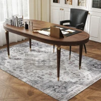 HOMCOM 4x6 Area Rug, Vintage Machine Washable Rug, Non-Slip Carpet for Living Room, Bedroom, Dining Room, Brown and Green(m-9)