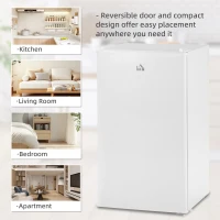 HOMCOM Compact Refrigerator, Mini Fridge with Freezer, Adjustable Shelf, Mechanical Thermostat and Reversible Door, White(m-10)