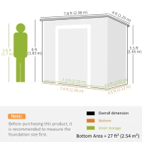 Outsunny 8' x 4' Resin Outdoor Storage Shed with Floor, Window, Lockable Doors and Vents for Backyard Patio Lawn, Light Grey(m-3)