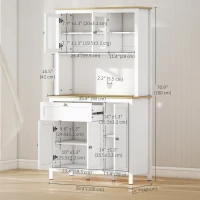 HOMCOM 71" 5-Door Kitchen Pantry Cabinet, Freestanding Storage Cabinet Cupboard with Adjustable Shelves, White(m-3)
