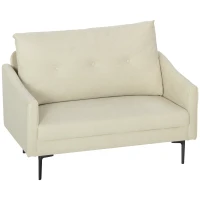 HOMCOM 2 Seater Sofa, Small Modern Couch with High-Resilience Foam, Thicken Padding, Button Tufted, Cream White(m-11)