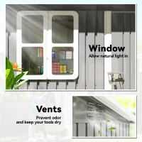 Outsunny 7' x 4' Galvanised Steel Outdoor Storage Shed, Garden Shed with Window, Lockable Wide Door and Air Vents, Dark Grey(m-5)