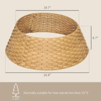 HOMCOM 27 inch Rustic Christmas Tree Skirt, Plastic Woven Christmas Tree Collar for Party, Holiday, Home Decoration, Natural(m-3)