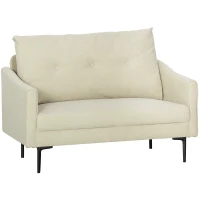 HOMCOM 2 Seater Sofa, Small Modern Couch with High-Resilience Foam, Thicken Padding, Button Tufted, Cream White(m-2)