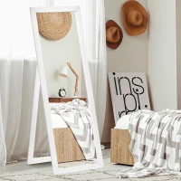 HOMCOM 58" x 20" Full Length Mirror with Frame, Floor Standing Mirror, Rectangular Full Body Mirror for Bedroom, Living Room, White(m-1)