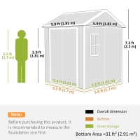 Outsunny 6' x 6' Resin Outdoor Storage Shed with Floor, Window, Lockable Doors and Vents for Backyard Patio Lawn, Grey(m-3)