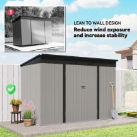 Outsunny 9' x 4' Galvanized Steel Garden Storage Shed with Lockable Doors, Gloves and 2 Air Vents for Backyard, Patio, Lawn(m-6)
