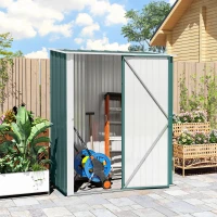Outsunny 5' x 3' Outdoor Storage Shed, Steel Garden Shed with Single Lockable Door, Tool Storage Shed for Backyard, Green(m-10)