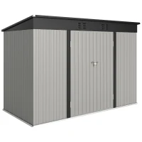 Outsunny 9' x 4' Galvanized Steel Garden Storage Shed with Lockable Doors, Gloves and 2 Air Vents for Backyard, Patio, Lawn(m-2)