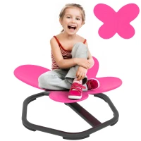 Qaba Butterfly-Shaped Kids Swivel Chair, Non-Slip Sit and Spin Sensory Chair for Training Body Coordination, Pink(m-11)