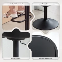 HOMCOM Counter Height Bar Stools Set of 2, Streamlined Bar Chairs with Adjustable Height and Swivel PU Leather Seat, Black(m-7)