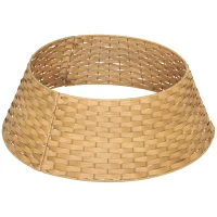 HOMCOM 27 inch Rustic Christmas Tree Skirt, Plastic Woven Christmas Tree Collar for Party, Holiday, Home Decoration, Natural(m-11)