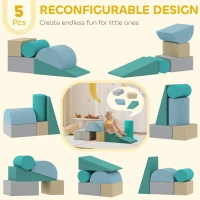 Qaba Climbing Toys for Toddlers with Removable Cover, Indoor Activity Play Set for Crawling, Sliding, Blue/Green(m-4)