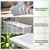 Outsunny 8' x 4' Resin Outdoor Storage Shed with Floor, Window, Lockable Doors and Vents for Backyard Patio Lawn, Light Grey(m-10)