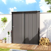 Outsunny 5' x 3' Outdoor Storage Shed, Steel Garden Shed with Single Lockable Door, Tool Storage Shed for Backyard, Light Grey(m-9)