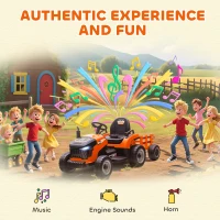 Qaba 12V Kids Ride On Tractor with Trailor, Remote Control, Music, Lights, Shifter, for Kids Ages 3-8 Years, Orange(m-9)