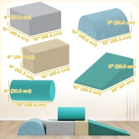 Qaba Climbing Toys for Toddlers with Removable Cover, Indoor Activity Play Set for Crawling, Sliding, Blue/Green(m-3)