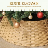 HOMCOM 27 inch Rustic Christmas Tree Skirt, Plastic Woven Christmas Tree Collar for Party, Holiday, Home Decoration, Natural(m-5)