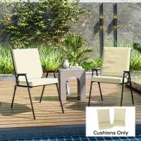 Outsunny Outdoor Cushions Set of 2 for Dining Chairs, Outdoor Seat Cushions with Back, Fade-Resistant Yarn-Dyed Polyester, Beige(m-8)