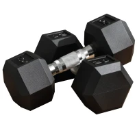 Soozier Rubber Dumbbells Weight Set, Total 40lbs, 20lbs Each, Dumbbell Hand Weight for Body Fitness Training for Home Office Gym, Black(m-2)