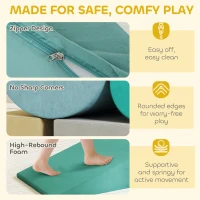 Qaba Climbing Toys for Toddlers with Removable Cover, Indoor Activity Play Set for Crawling, Sliding, Blue/Green(m-5)