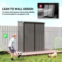 Outsunny 5' x 3' Outdoor Storage Shed, Steel Garden Shed with Single Lockable Door, Tool Storage Shed for Backyard, Light Grey(m-6)