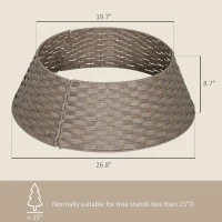 HOMCOM 27 inch Rustic Christmas Tree Skirt, Plastic Woven Christmas Tree Collar for Party, Holiday, Home Decoration, Coffee(m-3)