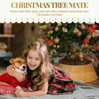 HOMCOM 27 inch Rustic Christmas Tree Skirt, Plastic Woven Christmas Tree Collar for Party, Holiday, Home Decoration, Natural(m-4)