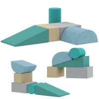 Qaba Climbing Toys for Toddlers with Removable Cover, Indoor Activity Play Set for Crawling, Sliding, Blue/Green(m-2)